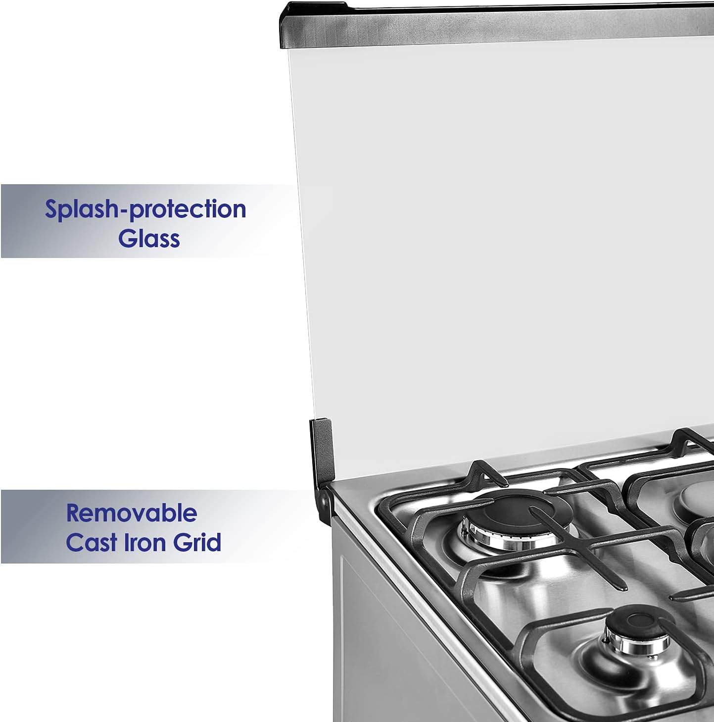 Super General 80 X 60 cm, 5 Gas Burners, Gas Oven with Rotisserie Free Standing Gas Cooker, Stainless Steel - SGC801FS