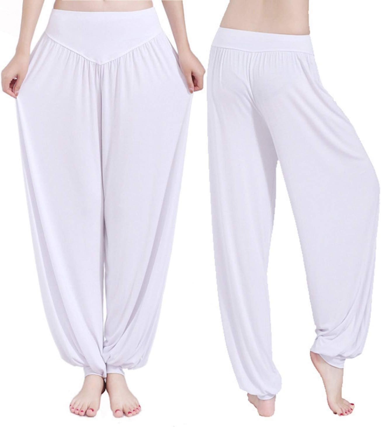 WSLCN Cropped Pants Harem Bouffant Soft Spandex Modal Yoga Pilates Pants Loose Trousers