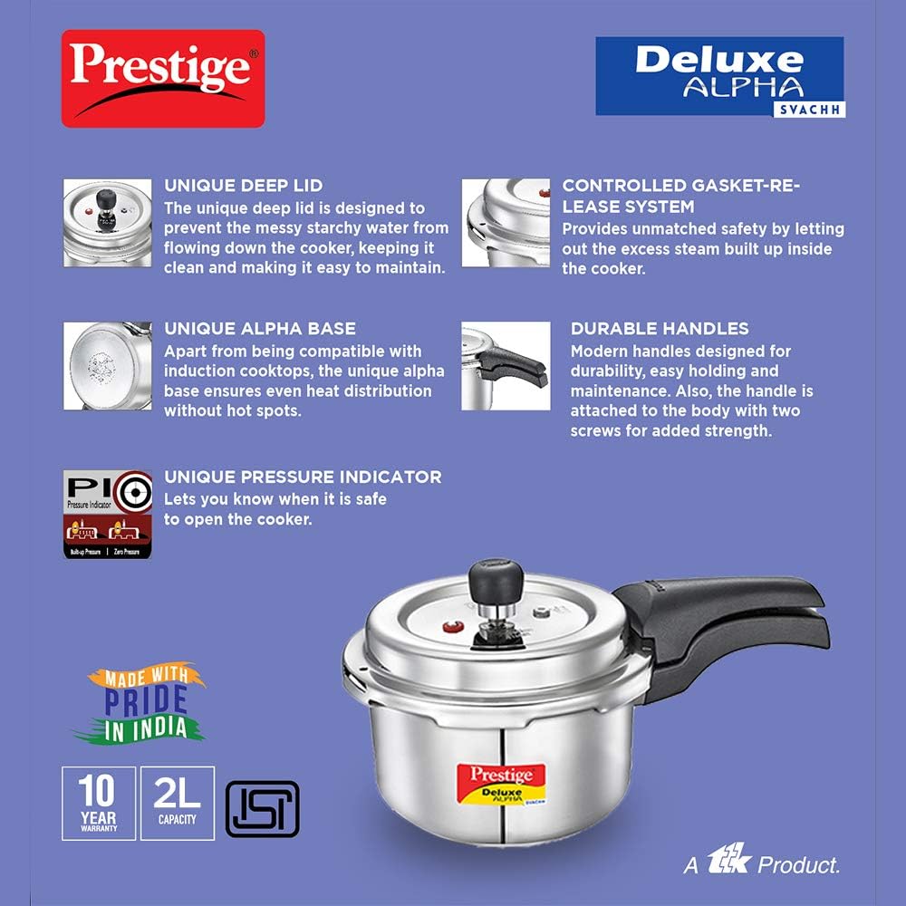 Prestige Stainless Steel Cooker Dlx Alpha Svachh Baby Handi 2 Ltr Cooker Mpd20266 | Silver