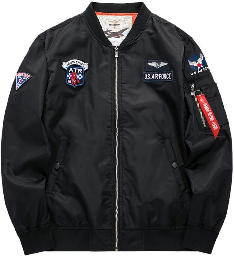 CORIRESHA Mens Apollo NASA Patches Slim Fit Bomber Jackets Windbreaker