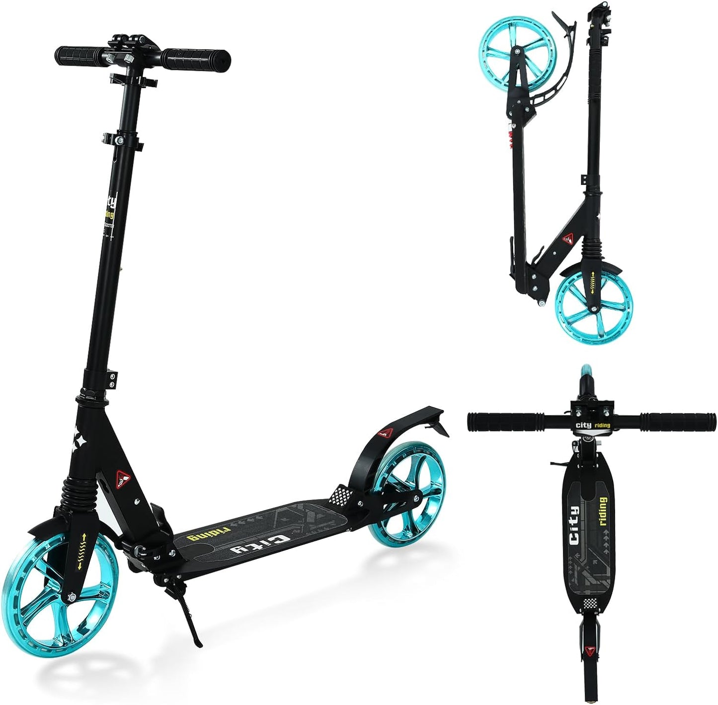 Beauenty 2 Wheels Scooter for Teens, Kick Scooter with Anti-shock Suspension and Adjustable Handlebar for Kids to Adults