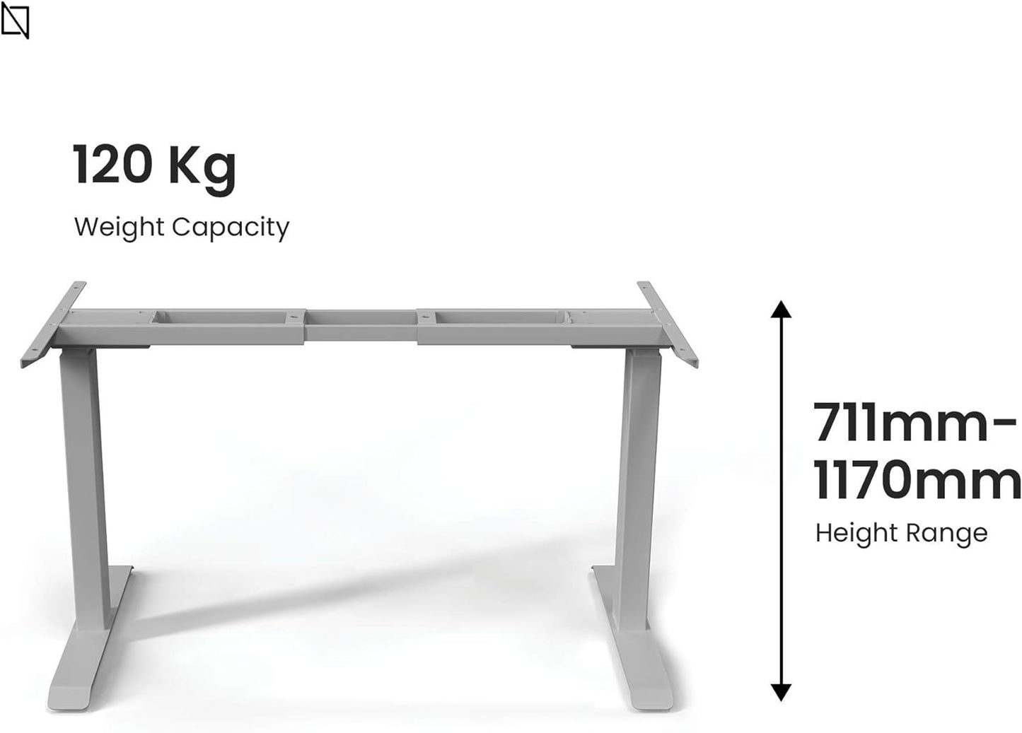 Navodesk Height Adjustable Standing Desk Workstation, Bluetooth Enabled Grey Frame + Top (White, 47 x 30 inch)