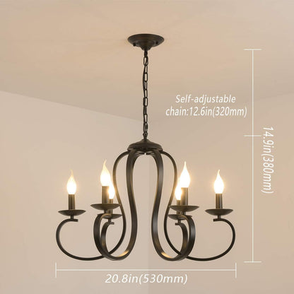 Ganeed Famhouse Chandelier 9-Light Black Classic Candle Pendant Light Fixture Hanging Light Vintage Ceiling Chandelier for Dining Room,Kitchen,Bedroom,Foyer,Living Room