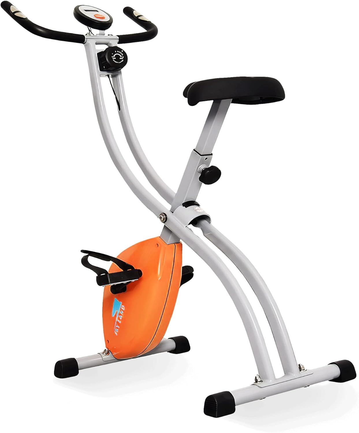 SKY LAND Portable Sports X bike Upright Exercise Bike With 8 Level Resistance, Stationary Exercise Bike Orange - EM-1539