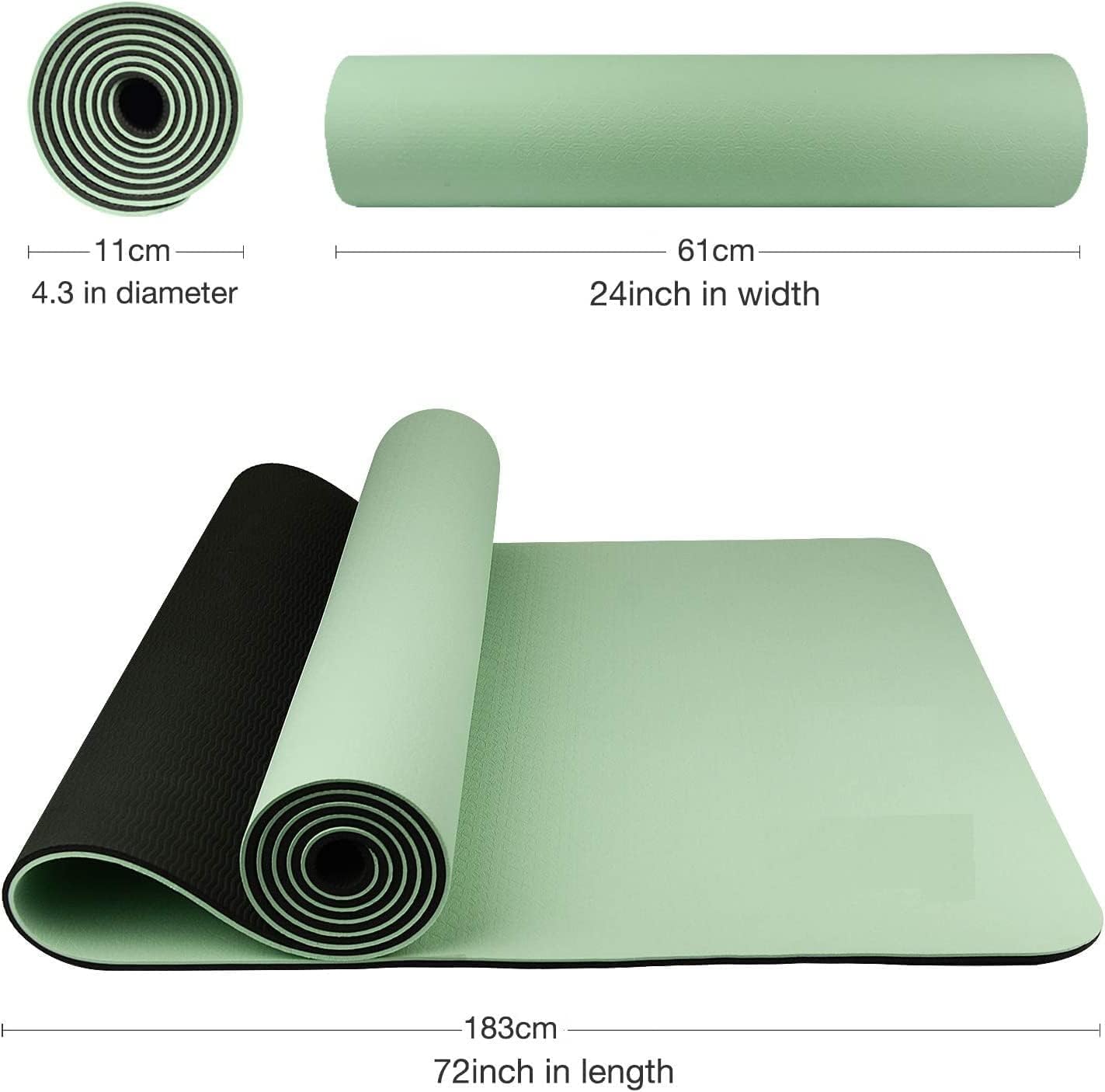 MahMir Yoga Mat Anti-Slip Exercise Mat with Carrying Bag Fitness Mat for Pilates 183CM*61CM*6MM Thickness for Woman Man Beginners