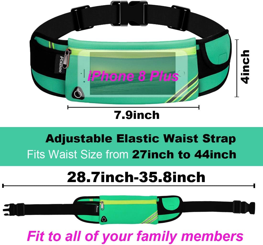 AIKENDO Running Pouch Belt Waist Pack Bag,Workout Fanny Pack,Bounce Free Jogging Pocket Belt–Travelling Money Cell Phone Holder for Running Accessories, Blue, One Size