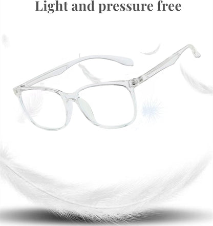 Vbeijll Blue Light Blocking Glasses Adults,Comfortable Gaming Eyewear Square Frame Fashion Eyeglasses for Women Men,Anti UV Light Eye Strain Headache - Clear