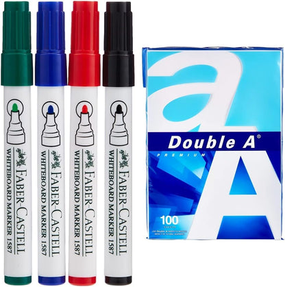 Faber-Castell Whiteboard Marker Bullet Set Of 4Pc + Duster, ASSORTED, 1587D