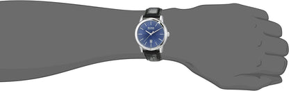 BOSS Analogue Quartz Watch for Men with Black Leather Strap - 1513400, Blue, Fashion