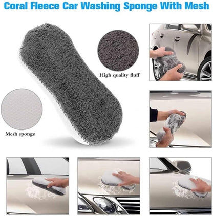 9 Pieces Microfiber Car Cleaning Kit | 3 Microfiber Towels | 3 Applicator Pads | Scratch Free Wash Sponge | Wash Mitt | Wheel Brush | For Car, Bike, Home and Multi-Purpose Cleaning