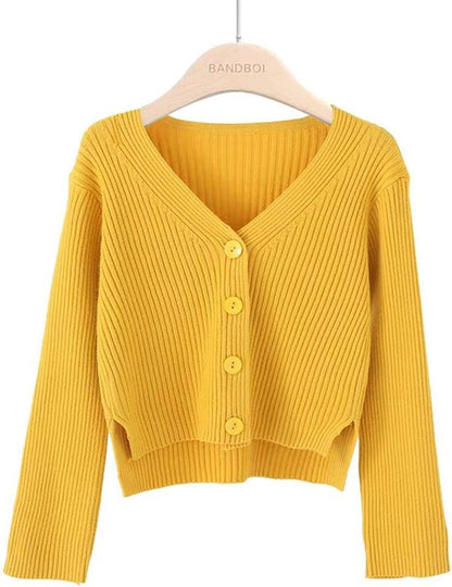 Fankle Sale Women's Button Down V Neck Long Sleeve Cropped Soft Sweater Knit Cardigan Coat