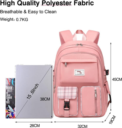 FANDARE Casual Backpack Girl School Bag Boy Daypacks Large Laptop Bag Students College Daypacks Bookbag fit 15.6 inch Laptop Teens Travel Spring Outing Shopping Rucksack Waterproof Polyester