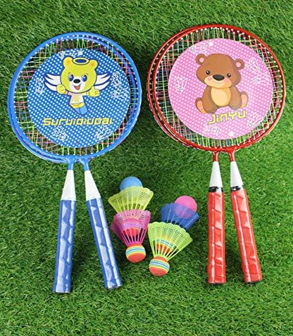 Badminton Racket for Children 1 Pair, Nylon Alloy Durable Badminton Racquet Set for Kids Indoor/Outdoor Sport Game（Including 4 Badminton and 2 Table Tennis）