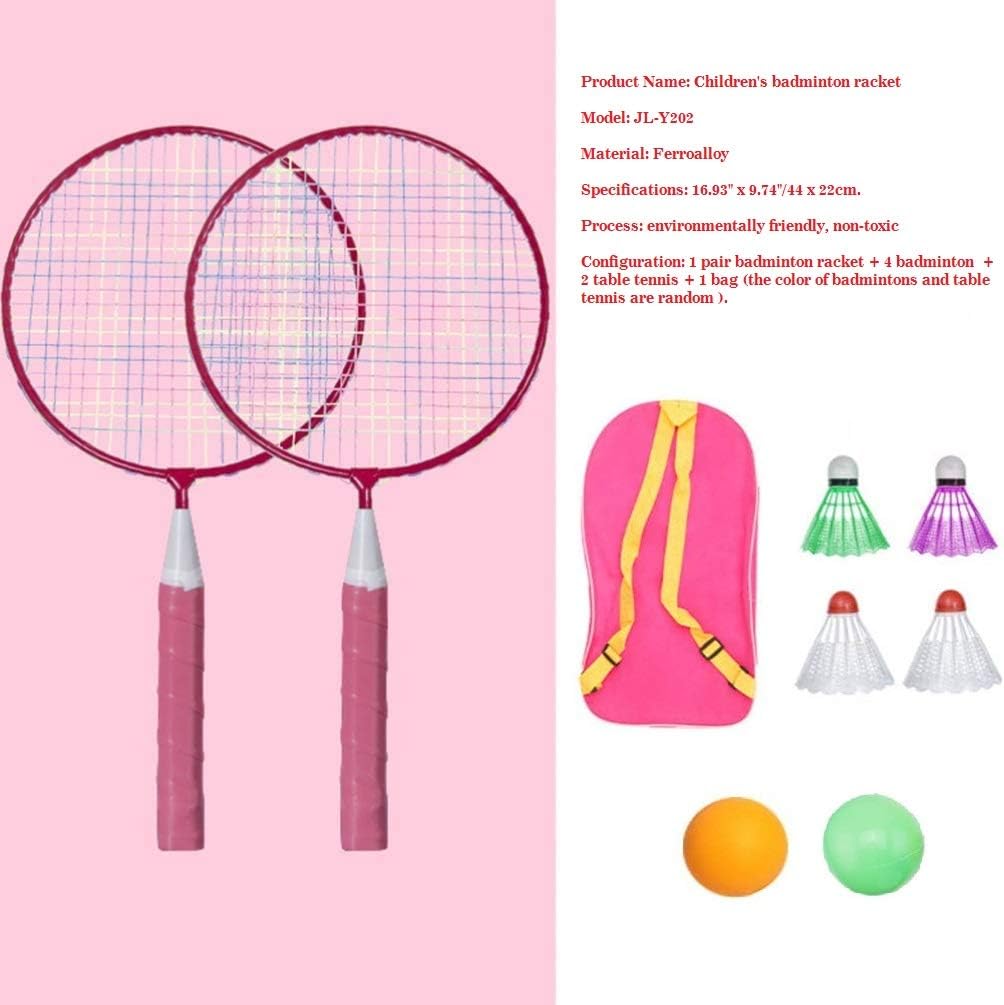 Badminton Racket for Children 1 Pair, Nylon Alloy Durable Badminton Racquet Set for Kids Indoor/Outdoor Sport Game（Including 4 Badminton and 2 Table Tennis）