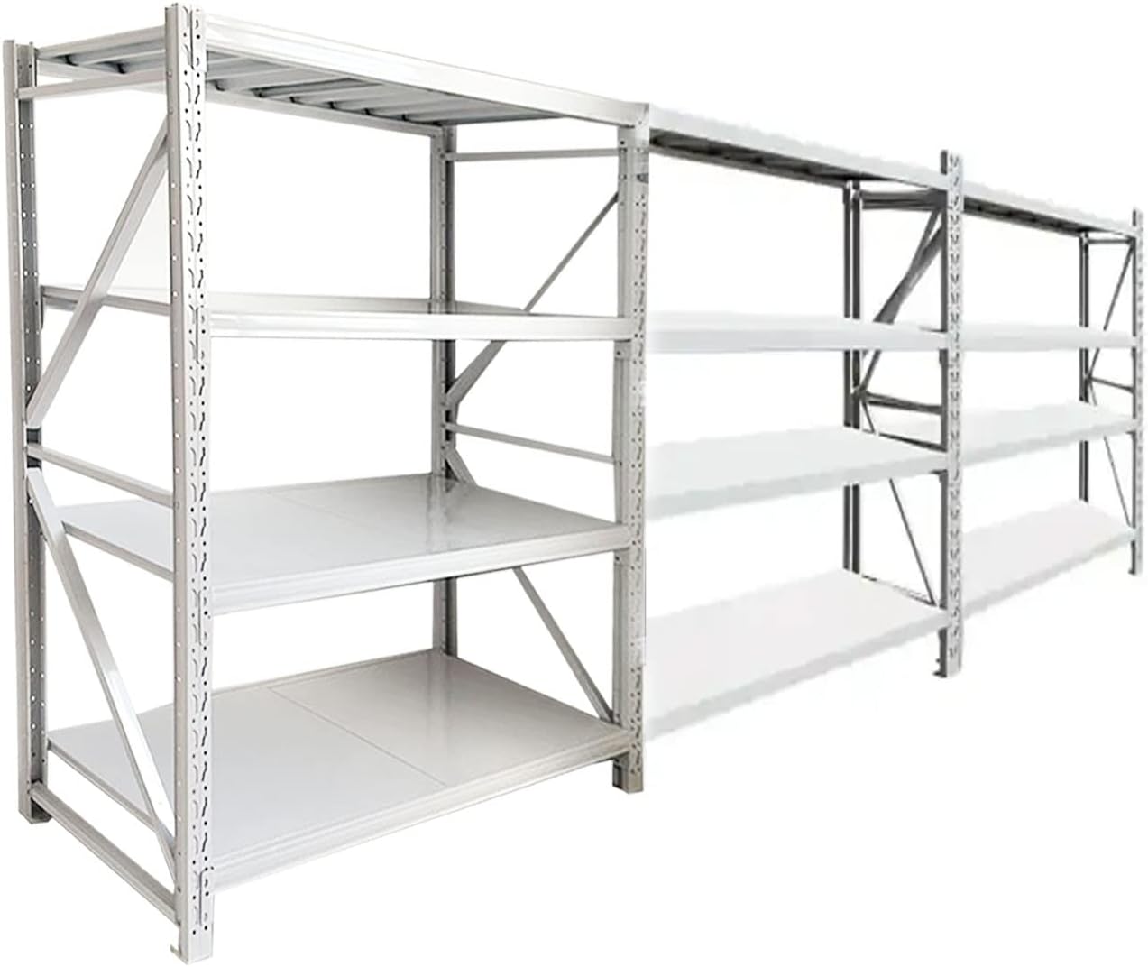 Garage Shelving Units Heavy Duty Racking Shelves for Storage 200KG White and Blue 4 Tier (200KG Per Shelf) 875KG Capacity For Workshop, Shed, Office 5 Year Warranty (2mx1.5x0.60m)