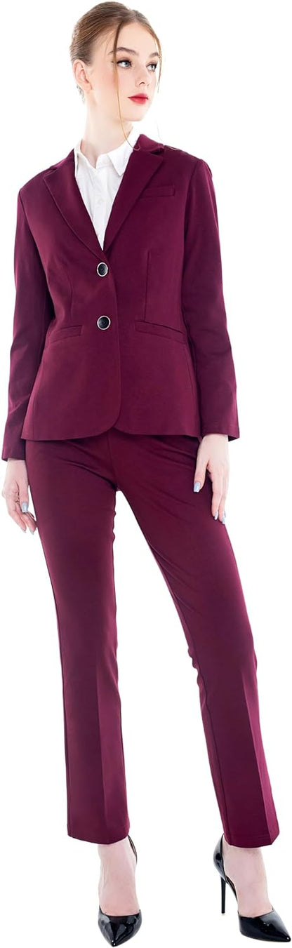 Marycrafts Women's Business Blazer Pant Suit Set for Work