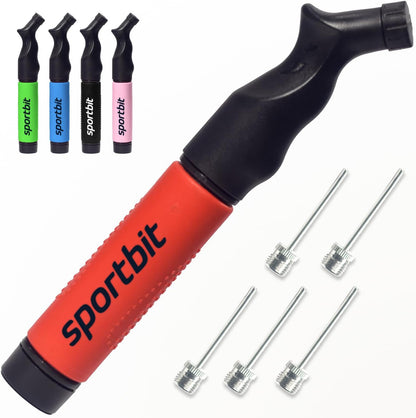 SPORTBIT Ball Pump with 5 Needles - Push & Pull Inflating System - Great for All Sports Balls - Volleyball Pump, Basketball Inflator, Football & Soccer Ball Air Pump - Goes with Needles Set