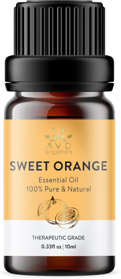 AVD Organics Sweet Orange Essential Oil 100ml - Pure, Natural, Cold Pressed & Undiluted -Use in Aromatherapy Diffusers for Mood Lifting - 3.38 fl. Oz