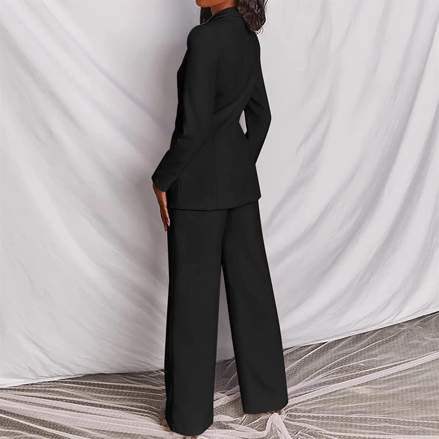 Women's Blazer Suit Set Pants Suit Elegant Business Pants 2-piece Suit Checked Two-piece Suit Slim Fit Streetwear Sporty Jacket Pants Turn-down Collar Work Plain Blazer Pants Set