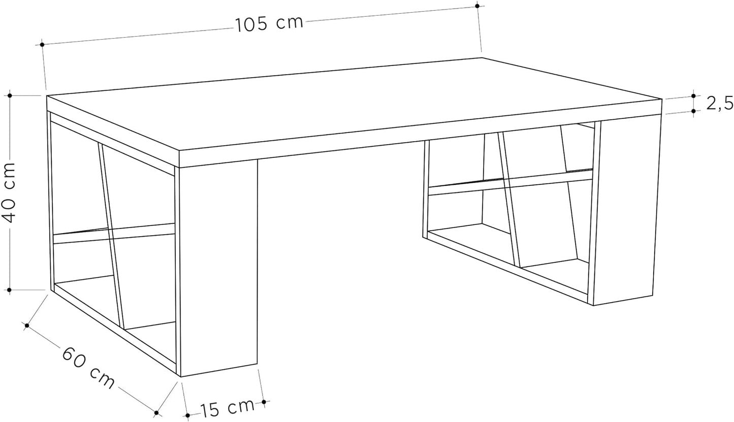 Decortie Honey Coffee Table, Engineered Wood, Ideal For Living Room, Office and Other Spaces, D 60 x W 105 x H 40 cm, White