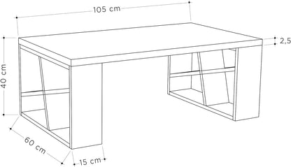 Decortie Honey Coffee Table, Engineered Wood, Ideal For Living Room, Office and Other Spaces, D 60 x W 105 x H 40 cm, White