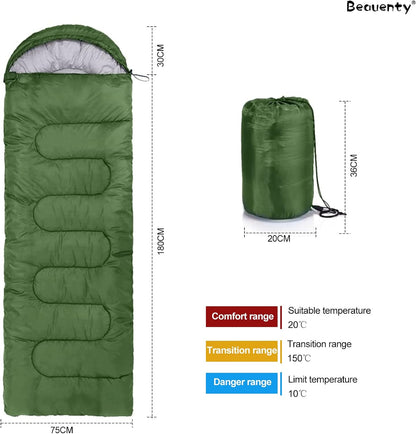 Beauenty 180CM bag length, cap is 30CM long Outdoor Camping Summer Camping Sleeping Bag Lunch 200g Envelope Hooded Sleeping Bag