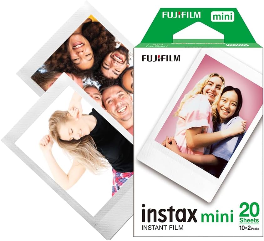 Fujifilm 16386016 Instax Film For Instax Mini 12/11/9, Mini EVO,Mini 40,Mini Liplay,Mini Link, Mini 90, 2 X 10 Sheets, Packaging May Vary, White Border