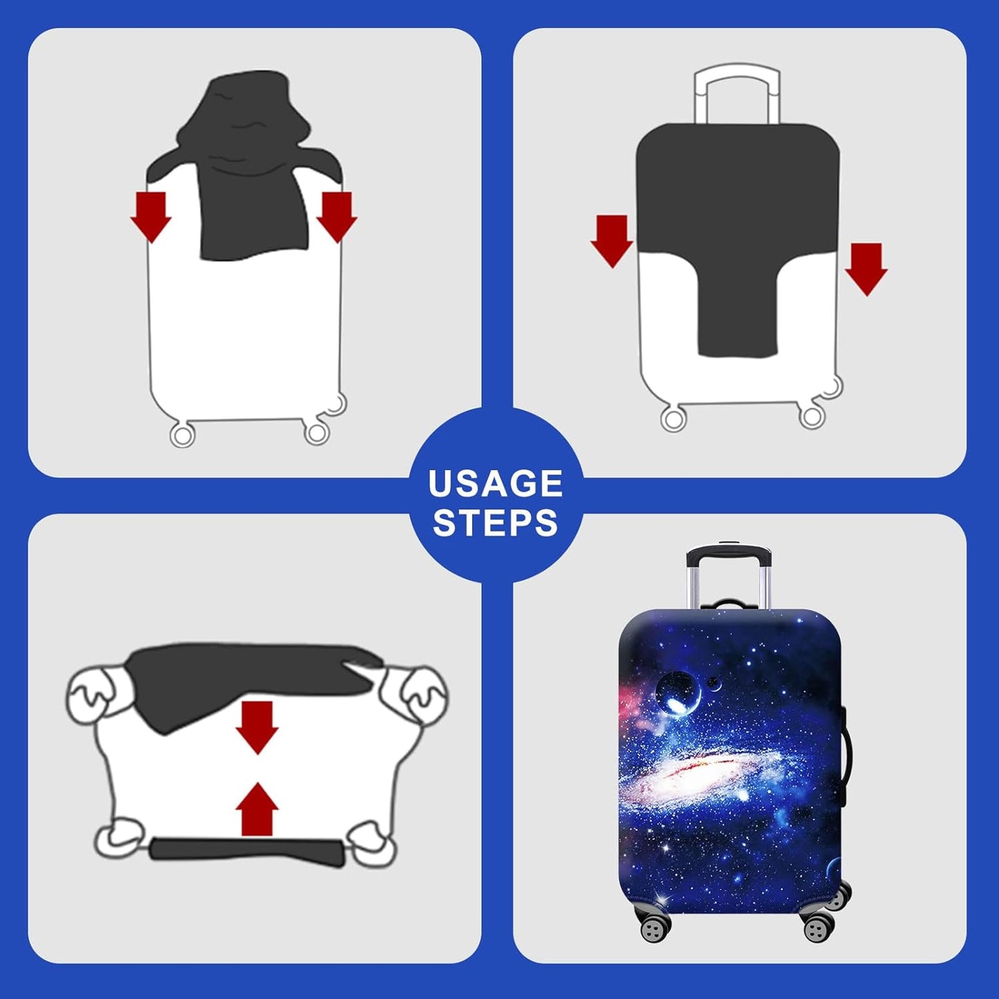 Homarket Travel Luggage Cover Suitcase Protector 18-32 Inch Suitcase Spandex Baggage Covers Washable Dustproof Anti-Scratch (L(26-28 inch luggage), H560)