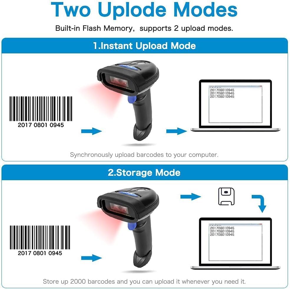 NETUM CCD Barcode Scanner 1D Bluetooth 2.4GHz Wired Cable Barcode Reader NT-1228BC