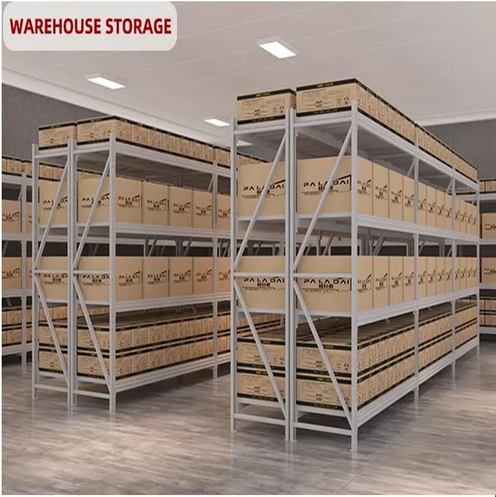 Garage Shelving Units Heavy Duty Racking Shelves for Storage 200KG White and Blue 4 Tier (200KG Per Shelf) 875KG Capacity For Workshop, Shed, Office 5 Year Warranty (2mx1.5x0.60m)