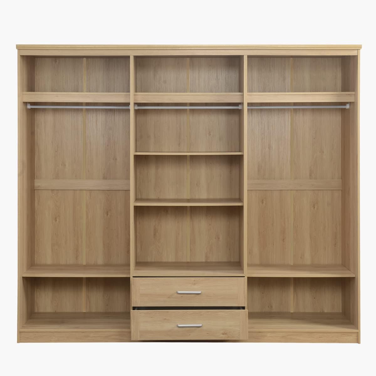 Home Box Bane 6-Door Wardrobe With 2 Mirrors And 2 Drawers 240 X 210.5 X 59.5 Cm Light Brown