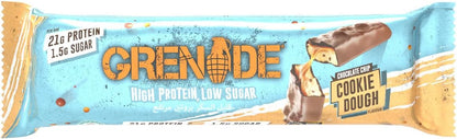 Grenade High Protein, Low Sugar Bar - Chocolate Chip Salted Caramel, 12 x 60 g