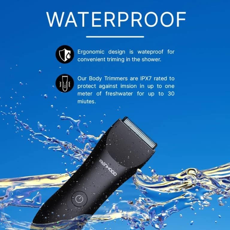 MENHOOD Battery Powered WaterProof Cordless Grooming Trimmer 2.0 for Men, with 4000k LED light & Power Status Display, Wireless Charging Support, Sensitive Skin Technology,150Min Runtime