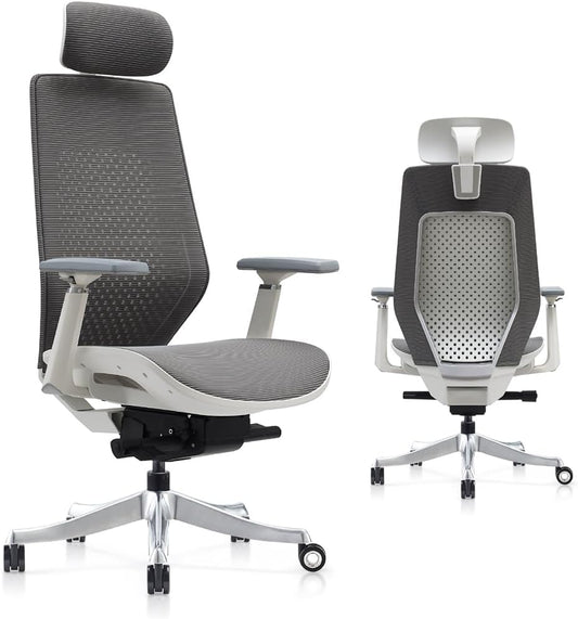 Navodesk ROVER Chair, Full Mesh Modern Office Chair with Chrome Base - Ergonomic Adjustable Office Chair With 3D Armrests - High Back Chair With Breathable Mesh Seat (COOL GREY)