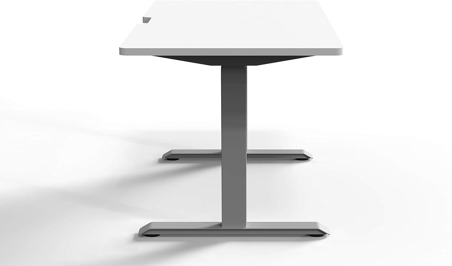 Navodesk Height Adjustable Standing Desk Workstation, Bluetooth Enabled Grey Frame + Top (White, 47 x 30 inch)