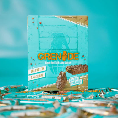 Grenade High Protein, Low Sugar Bar - Chocolate Chip Salted Caramel, 12 x 60 g