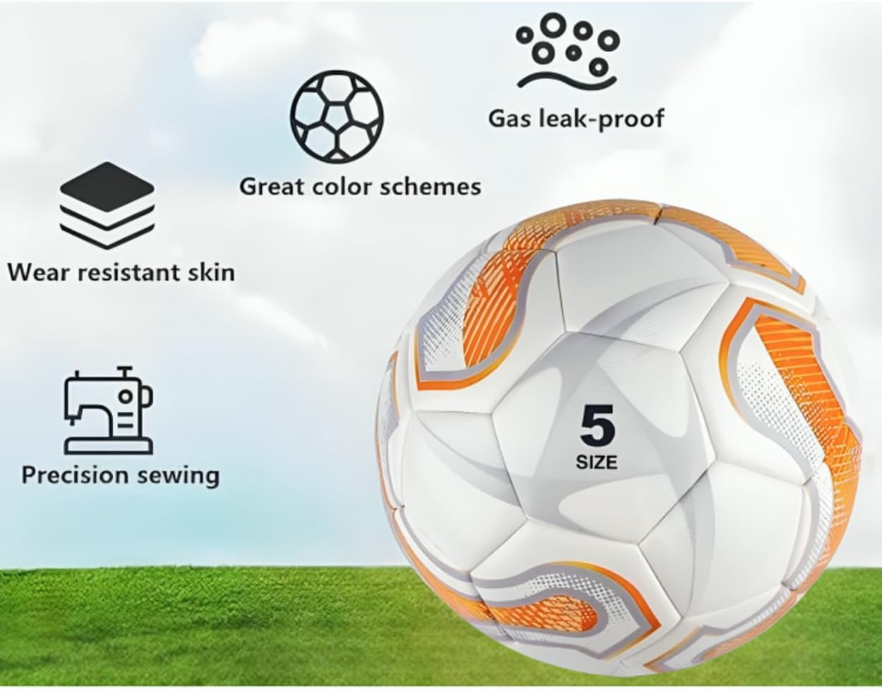 Football Ball World Cup Football with Air Pump, Official Size 5 - Premium Quality Thermal Bonding Machine Stitched, Soccer Ball Best Indoor & Outdoor Quality Football for kids & Adults