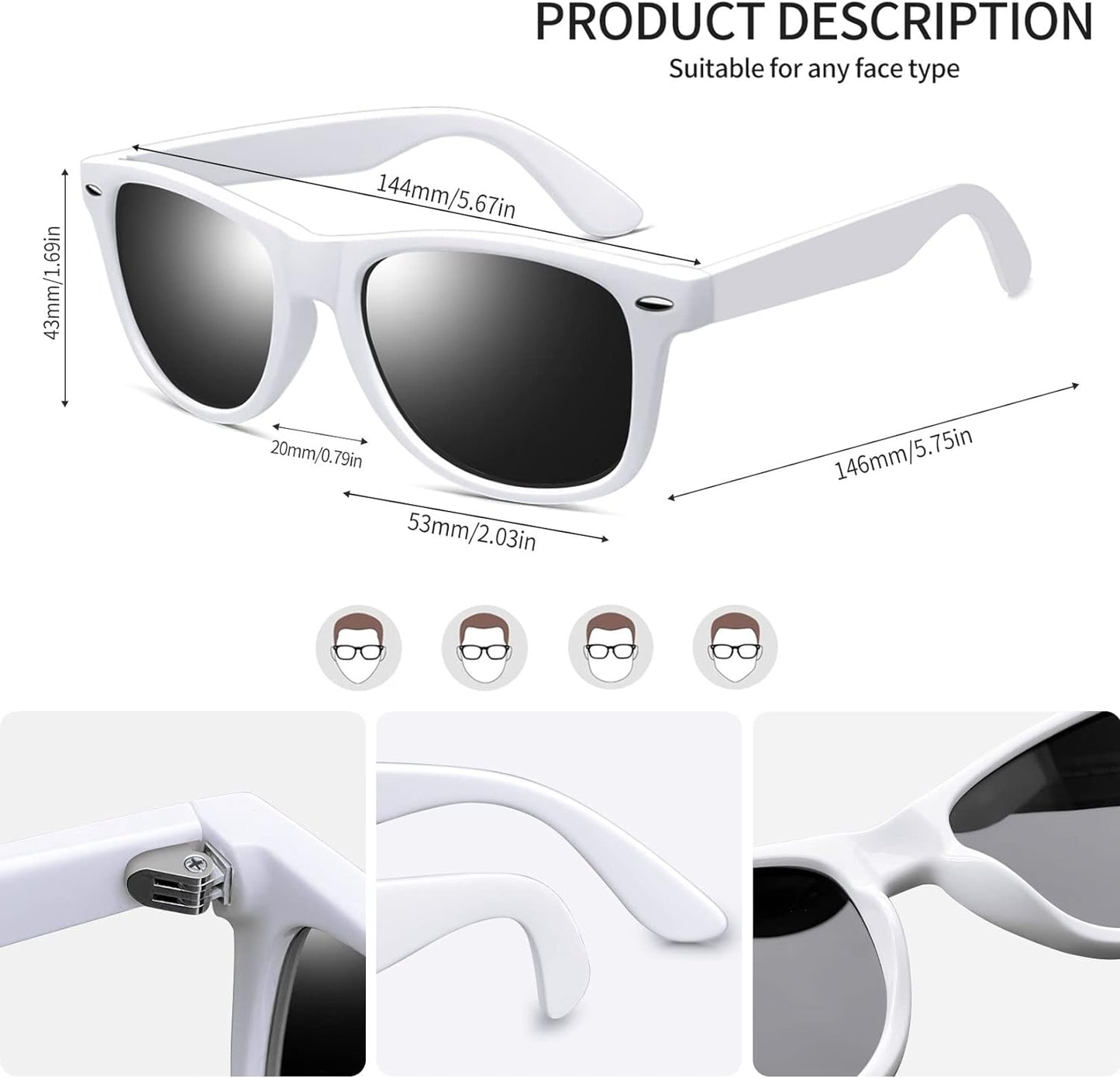 Joopin Polarized Sunglasses Men Women, Classic Square Sun Glasses 100% UV Protection Driving Fishing