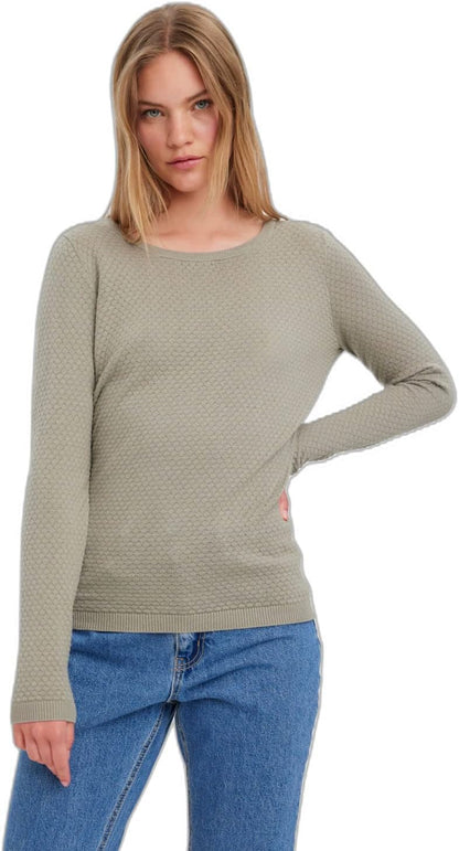 Vero Moda Women's Vmcare Structure Ls O-neck Blou Ga Noos Sweater