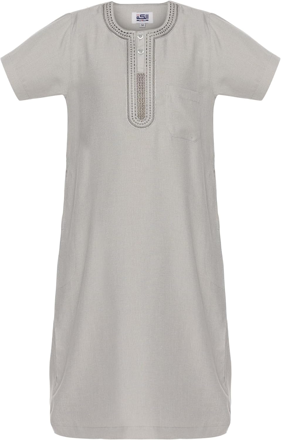 Men's Round Neck Short Sleeves Jalabiya | Breathable Kaftan Style Thobe for Comfort & Elegance