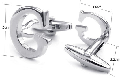 HONEY BEAR Men's Stainless Steel Alphabet Cufflinks with Wrist Collar Wedding Gift