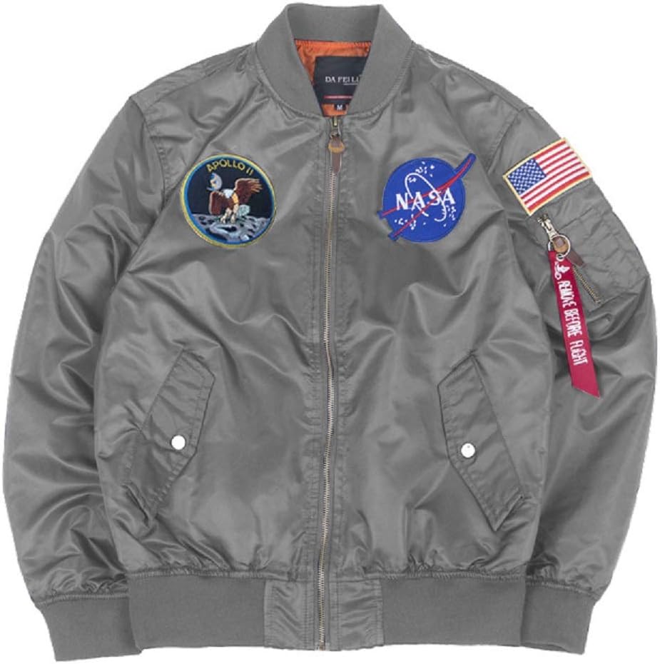 CORIRESHA Mens Apollo NASA Patches Slim Fit Bomber Jackets Windbreaker