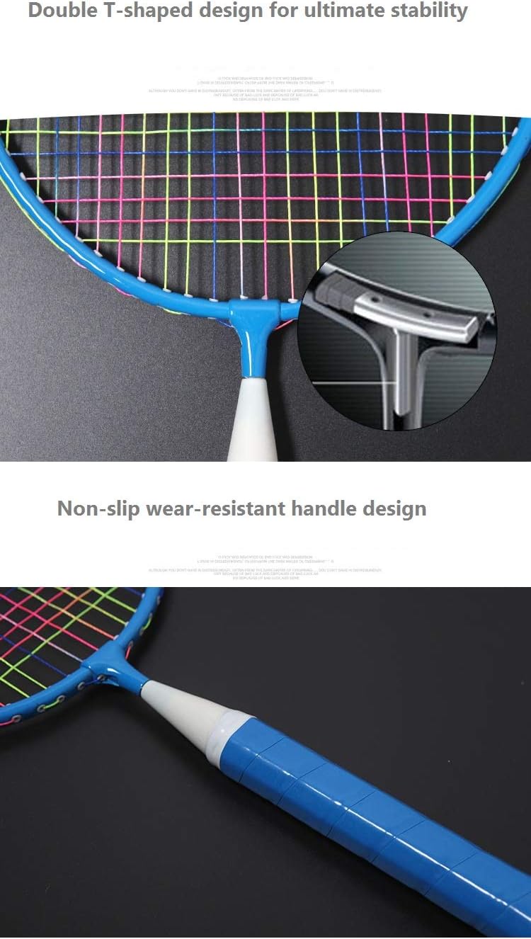 Badminton Racket for Children 1 Pair, Nylon Alloy Durable Badminton Racquet Set for Kids Indoor/Outdoor Sport Game（Including 4 Badminton and 2 Table Tennis）