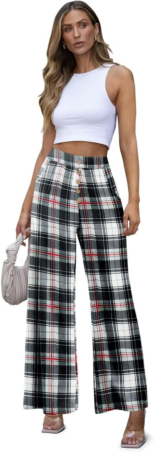 JZC Women's Wide Leg Casual Pants Cross Waist Palazzo Lounge Pajama Flowy Pants Yoga Sweatpants with Pockets