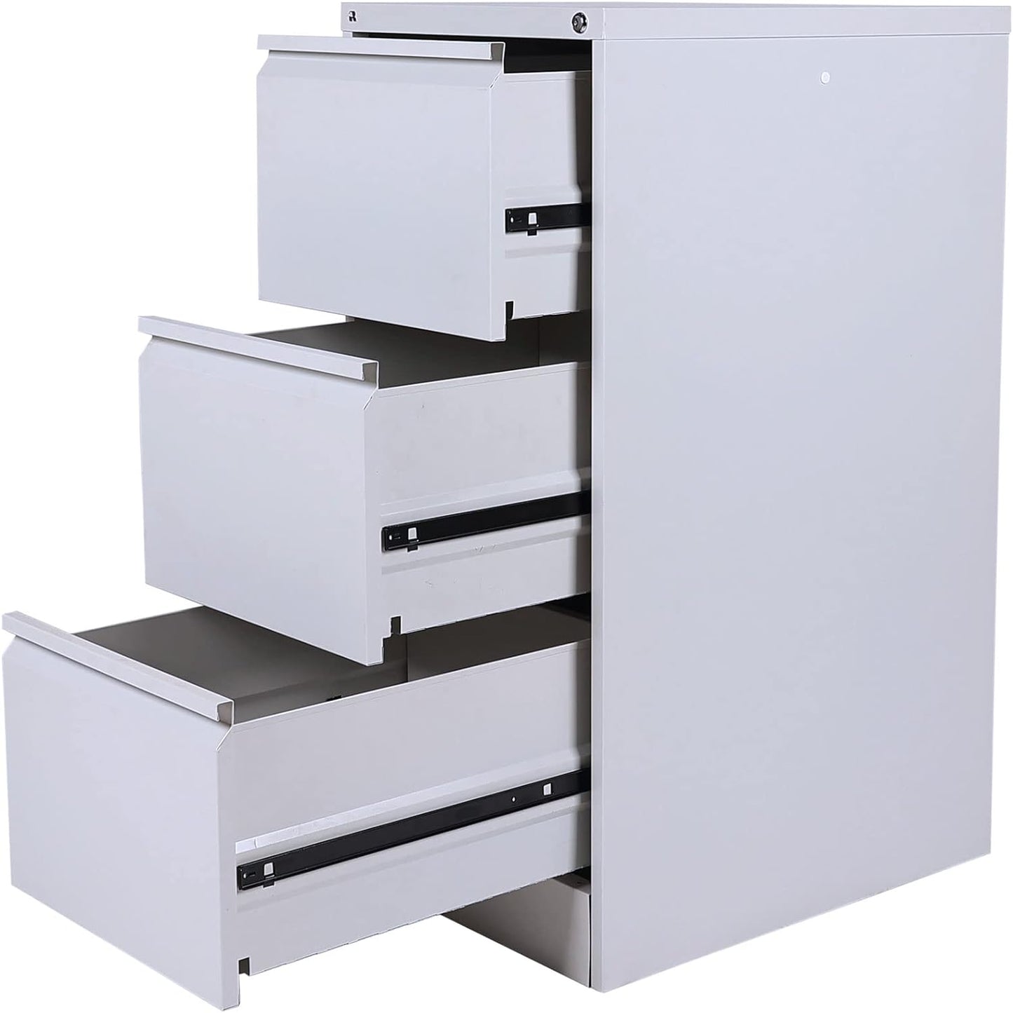 RIGID Steel Vertical Filing Cabinet Large Storage steel Cabinet, Metal Portable Cabinet with 3 Drawers for Legal (White)