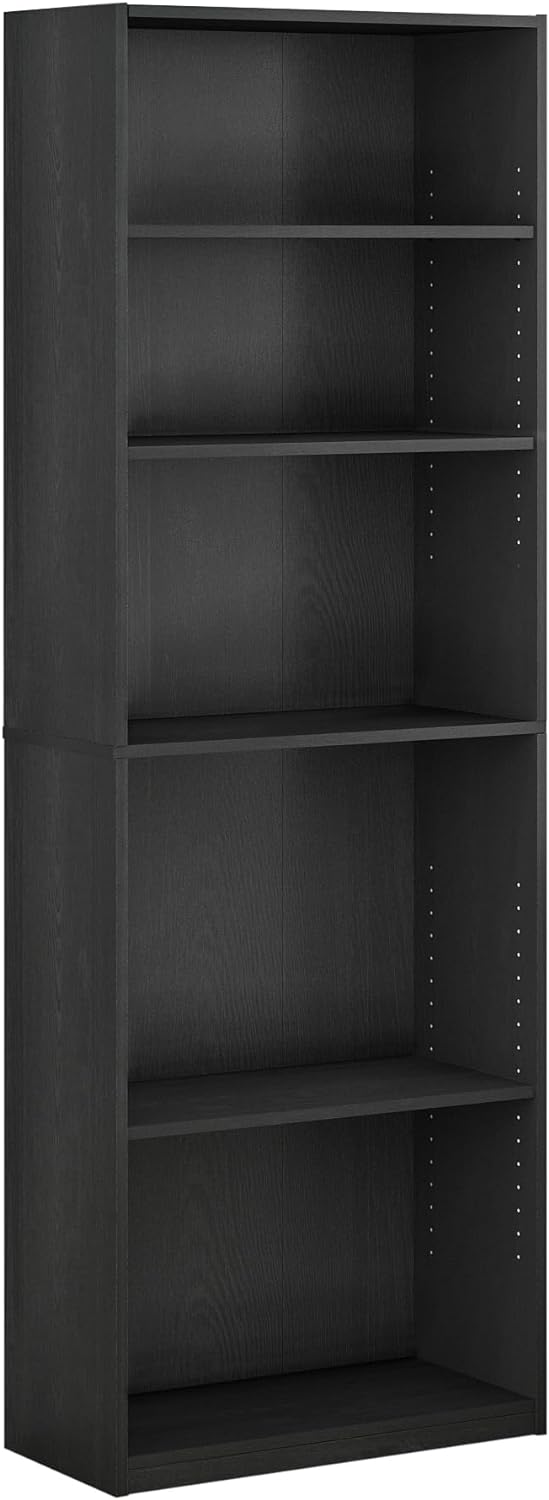 Furinno JAYA Simply Home 5-Shelf Bookcase, Black, one size