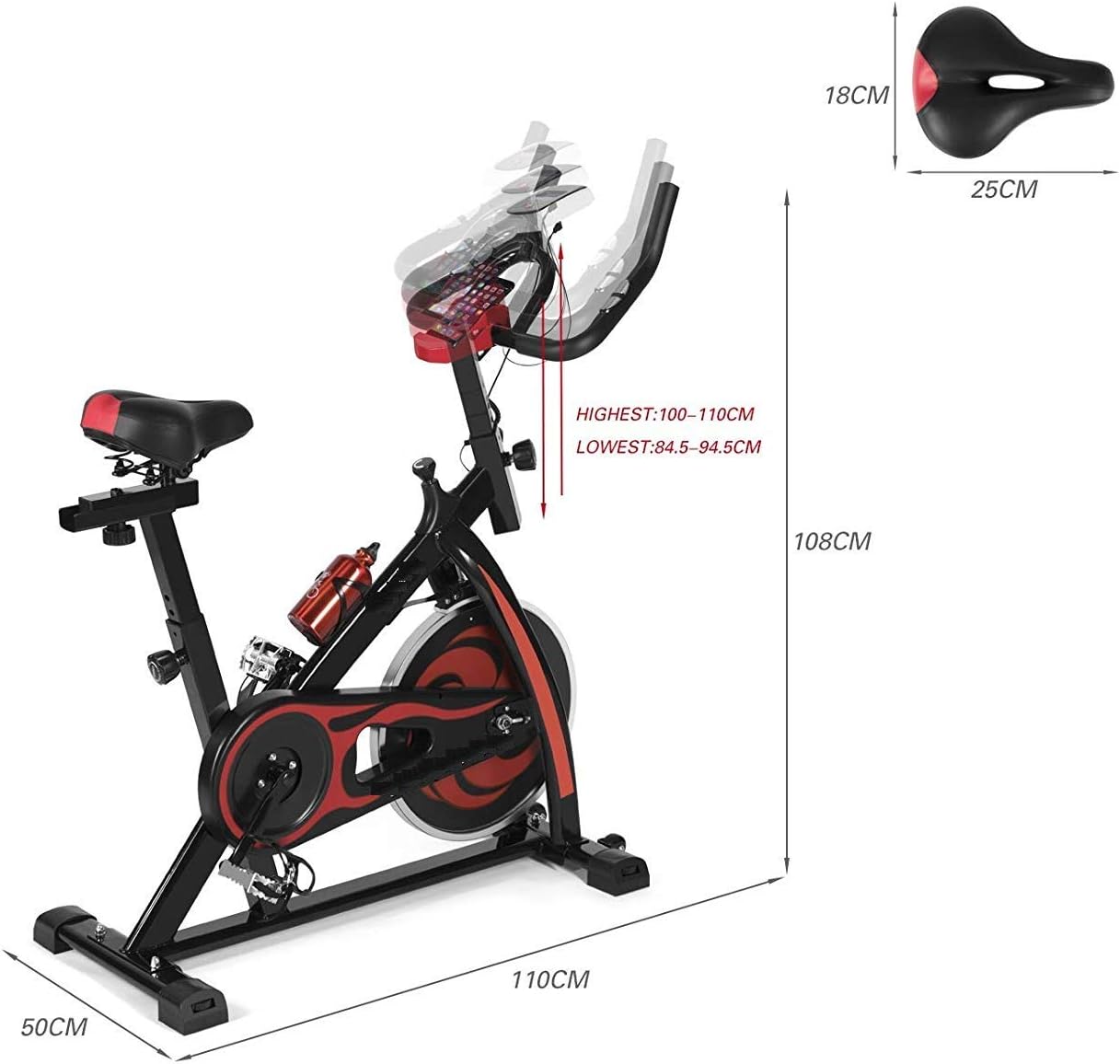 Max Strength Dynamic 30 Indoor Cycling Bike Spinning Bike Ultra Quiet Fitness Bike and Abdominal Trainer |Speed Bike with Low Noise Belt Drive System| Cardio Trainer