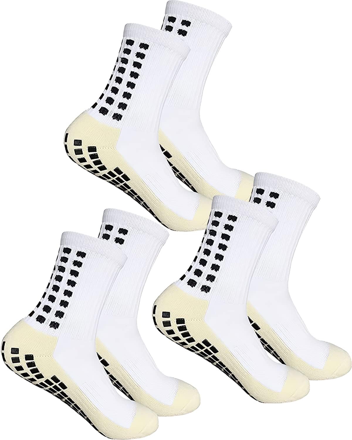 Rness Football Socks, Anti-Slip Soccer Socks, Non-Slip Grip Pads Athletes Socks, Football Basketball Sports, 3 Pairs