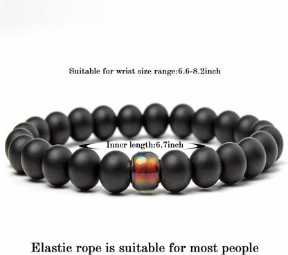 EVBEA 2PCS Mens Bracelet 8Mm Tiger Eye Lava Rock Anxiety Bracelets Long Distance Bangle Gifts For Matching Couples And Women