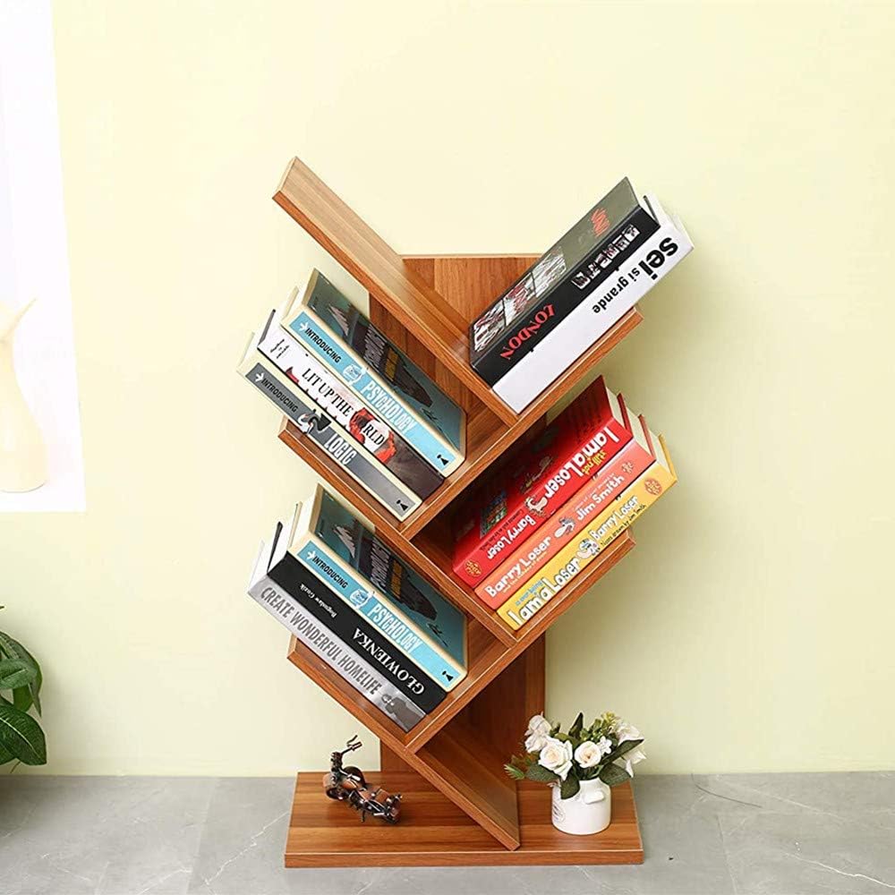 U-HOOME 8-Shelf Bookshelf Tree Bookcase Wood Bookshelves Storage Rack MDF Tree Book Shelf Display Organizer for Books,Magazines,CDs and Photo Album Holds Up to 5kgs Per Shelf ，White